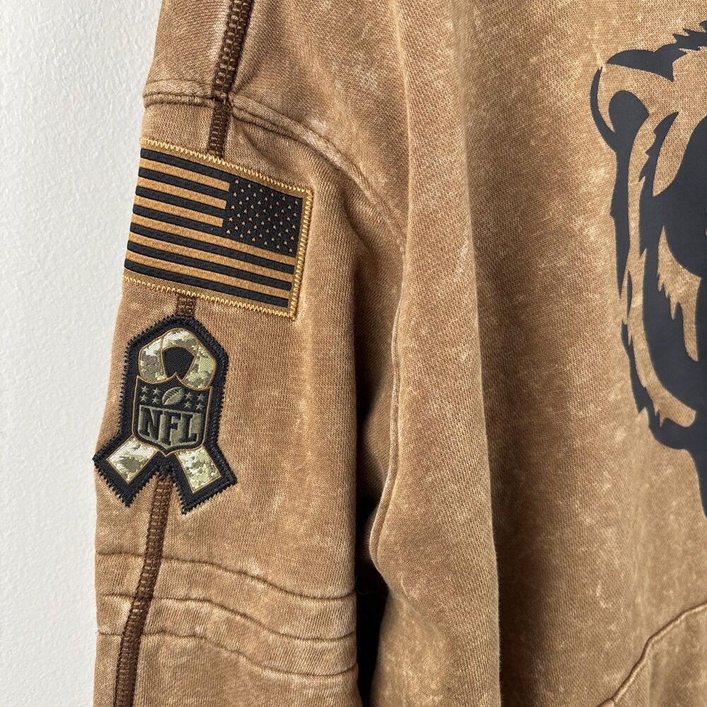 Nike Size XS Chicago Bears 2023 Salute to Service Hoodie Mens NFL Sideline Brown - Picture 2 of 14